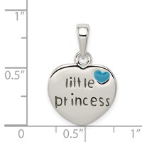 Sterling Silver Blue Enameled Little Princess Heart Pendant view 3