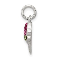 Sterling Silver Pink and Green Stellux Crystal Ice Cream Cone Charm view 2