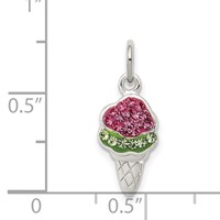Sterling Silver Pink and Green Stellux Crystal Ice Cream Cone Charm view 3