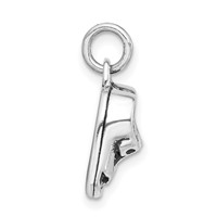 Sterling Silver 3-D Polished & Antiqued Baby Shoes Charm view 2