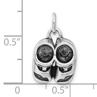 Sterling Silver 3-D Polished & Antiqued Baby Shoes Charm view 3