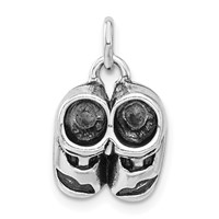 Sterling Silver 3-D Polished & Antiqued Baby Shoes Charm view 1