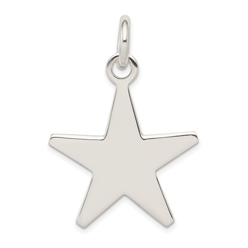 Sterling Silver Polished Reversible Engravable 28mm Star Pendant
