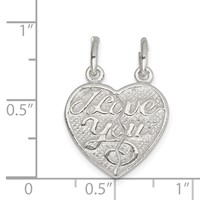 Sterling Silver I Love You 2-Piece Break-Apart Heart Charm view 3
