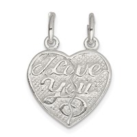 Sterling Silver I Love You 2-Piece Break-Apart Heart Charm view 1
