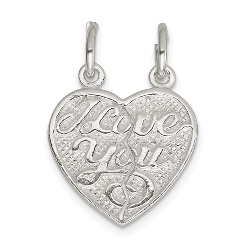 Sterling Silver I Love You 2-Piece Break-Apart Heart Charm
