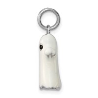 Sterling Silver Rhodium-platedWhite Enamel Ghost Charm view 2