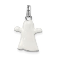 Sterling Silver Rhodium-platedWhite Enamel Ghost Charm view 3