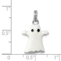 Sterling Silver Rhodium-platedWhite Enamel Ghost Charm view 4
