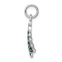 Sterling Silver Rhodium-platedEnamel Christmas Tree Charm view 2