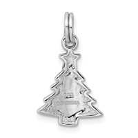 Sterling Silver Rhodium-platedEnamel Christmas Tree Charm view 3
