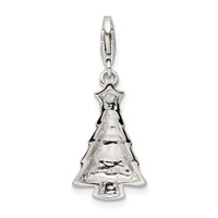 Sterling Silver RH-plated CZ & Enameled Christmas Tree Charm view 4