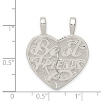 Sterling Silver Best Friend 2-piece Break Apart Heart Charm view 4