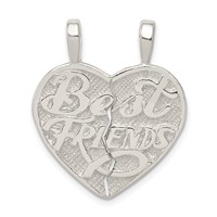 Sterling Silver Best Friend 2-piece Break Apart Heart Charm view 1