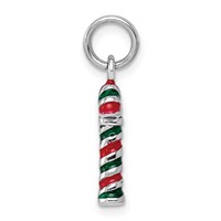 Sterling Silver Rhodium-plated Enamel Candy Cane Charm view 2