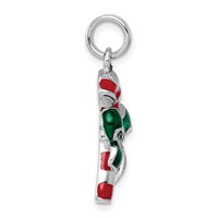 Sterling Silver Rhodium-platedEnamel Candy Cane Charm view 2