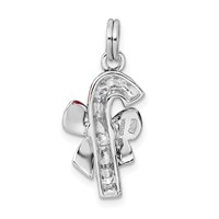 Sterling Silver Rhodium-platedEnamel Candy Cane Charm view 3