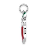 Sterling Silver Rhodium-platedEnamel Stocking Charm view 2