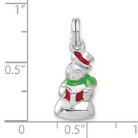 Sterling Silver Rhodium-plated Polished Enameled Snowman Charm view 3