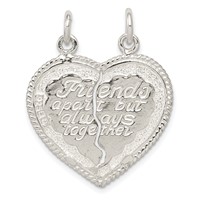 Sterling Silver Reversible Best Friend Friends Apart But Always Together 2-Piece Break-Apart Heart Pendant view 3