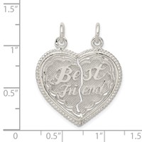 Sterling Silver Reversible Best Friend Friends Apart But Always Together 2-Piece Break-Apart Heart Pendant view 4