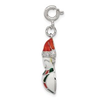 Sterling Silver Rhodium-plated CZ Enameled Snowman Charm view 2