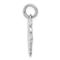 Sterling Silver Rhodium-plated White Enameled Snowflake Charm view 2