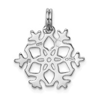 Sterling Silver Rhodium-plated White Enameled Snowflake Charm view 4
