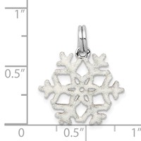 Sterling Silver Rhodium-plated White Enameled Snowflake Charm view 3