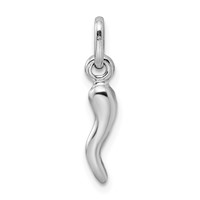 Sterling Silver Rhodium-plated Polished 3-D Italian Horn Charm view 3