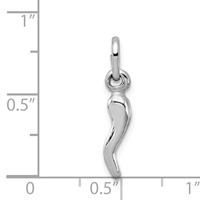 Sterling Silver Rhodium-plated Polished 3-D Italian Horn Charm view 4