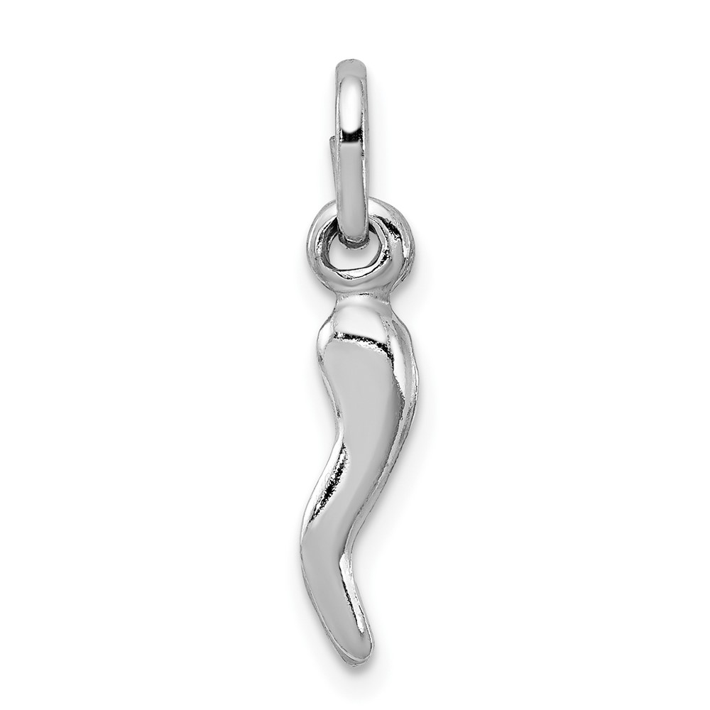 Sterling Silver Rhodium-plated Polished 3-D Italian Horn Charm