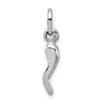 Sterling Silver Rhodium-plated Polished 3-D Italian Horn Charm view 1