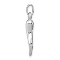Sterling Silver Rhodium-plated Polished 3-D Italian Horn Charm view 2