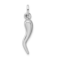 Sterling Silver Rhodium-plated Polished 3-D Italian Horn Charm view 3