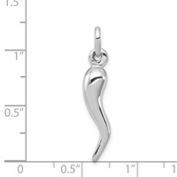 Sterling Silver Rhodium-plated Polished 3-D Italian Horn Charm view 4