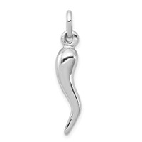 Sterling Silver Rhodium-plated Polished 3-D Italian Horn Charm view 1