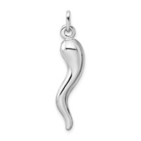 Sterling Silver Rhodium-plated Italian Horn Pendant view 3