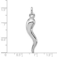 Sterling Silver Rhodium-plated Italian Horn Pendant view 4