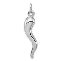 Sterling Silver Rhodium-plated Italian Horn Pendant view 1