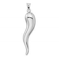 Sterling Silver Rhodium-plated Italian Horn Pendant view 3