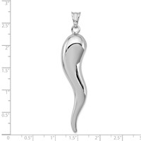 Sterling Silver Rhodium-plated Italian Horn Pendant view 4
