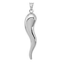 Sterling Silver Rhodium-plated Italian Horn Pendant view 1