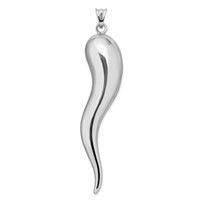 Sterling Silver Rhodium-plated Italian Horn Pendant view 3