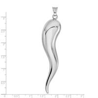 Sterling Silver Rhodium-plated Italian Horn Pendant view 4