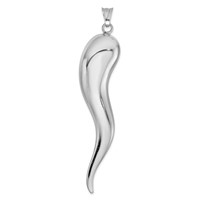 Sterling Silver Rhodium-plated Italian Horn Pendant view 1