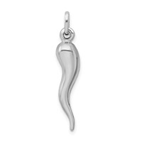 Sterling Silver Rhodium-plated Italian Horn Pendant view 3