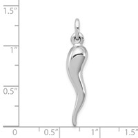 Sterling Silver Rhodium-plated Italian Horn Pendant view 4