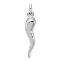 Sterling Silver Rhodium-plated Italian Horn Pendant view 1