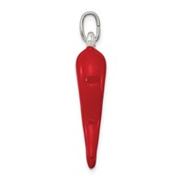 Sterling Silver Red Enamel Italian Horn Pendant view 2